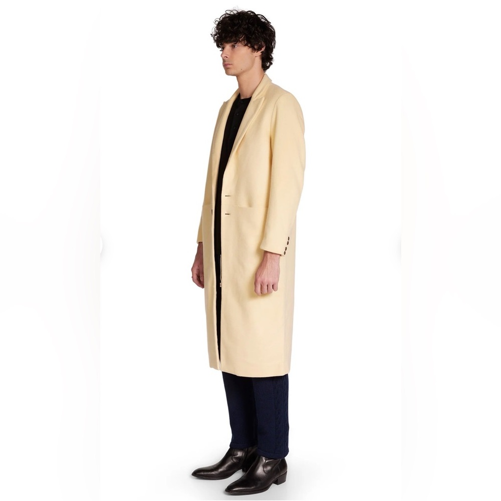 LES TIEN Black Label Cashmere Car Unisex Coat in Canary - Picture 3 of 16